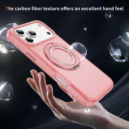 For iPhone 17 Pro Max Carbon Fiber Gear Holder C Type MagSafe Phone Case(Bright Pink + Pink) - iPhone 17 Pro Max Cases by buy2fix | Online Shopping UK | buy2fix