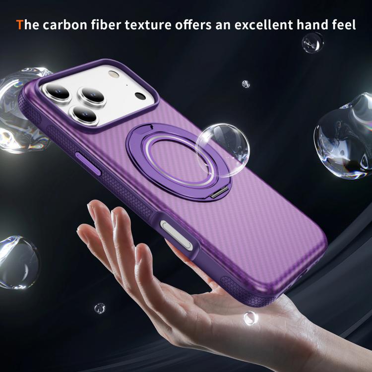 For iPhone 17 Pro Max Carbon Fiber Gear Holder C Type MagSafe Phone Case(Bright Purple + Purple) - iPhone 17 Pro Max Cases by buy2fix | Online Shopping UK | buy2fix