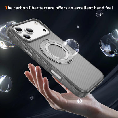 For iPhone 17 Pro Carbon Fiber Gear Holder C Type MagSafe Phone Case(Bright Grey+Grey) - iPhone 17 Pro Cases by buy2fix | Online Shopping UK | buy2fix