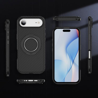 For iPhone Air Carbon Fiber Gear Holder C Type MagSafe Phone Case(Black) - iPhone Air Cases by buy2fix | Online Shopping UK | buy2fix