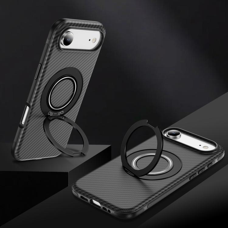 For iPhone Air Carbon Fiber Gear Holder C Type MagSafe Phone Case(Black) - iPhone Air Cases by buy2fix | Online Shopping UK | buy2fix