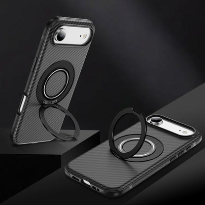 For iPhone Air Carbon Fiber Gear Holder C Type MagSafe Phone Case(Black) - iPhone Air Cases by buy2fix | Online Shopping UK | buy2fix