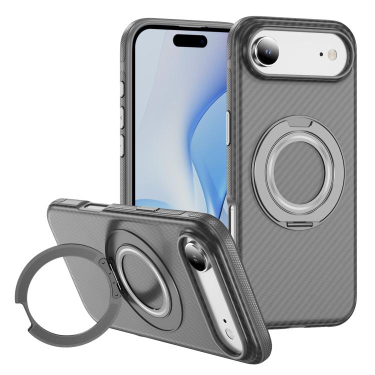 For iPhone Air Carbon Fiber Gear Holder C Type MagSafe Phone Case(Bright Grey+Grey) - iPhone Air Cases by buy2fix | Online Shopping UK | buy2fix