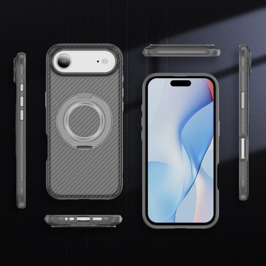 For iPhone Air Carbon Fiber Gear Holder C Type MagSafe Phone Case(Bright Grey+Grey) - iPhone Air Cases by buy2fix | Online Shopping UK | buy2fix