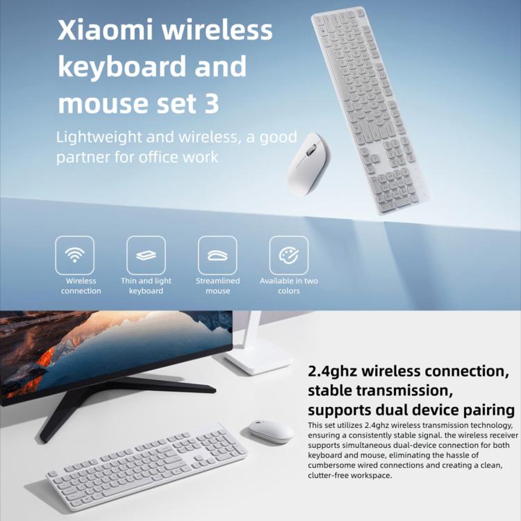 Original Xiaomi 2.4GHz Wireless Keyboard & Mouse Set 3(Black) - Wireless Keyboard by Xiaomi | Online Shopping UK | buy2fix