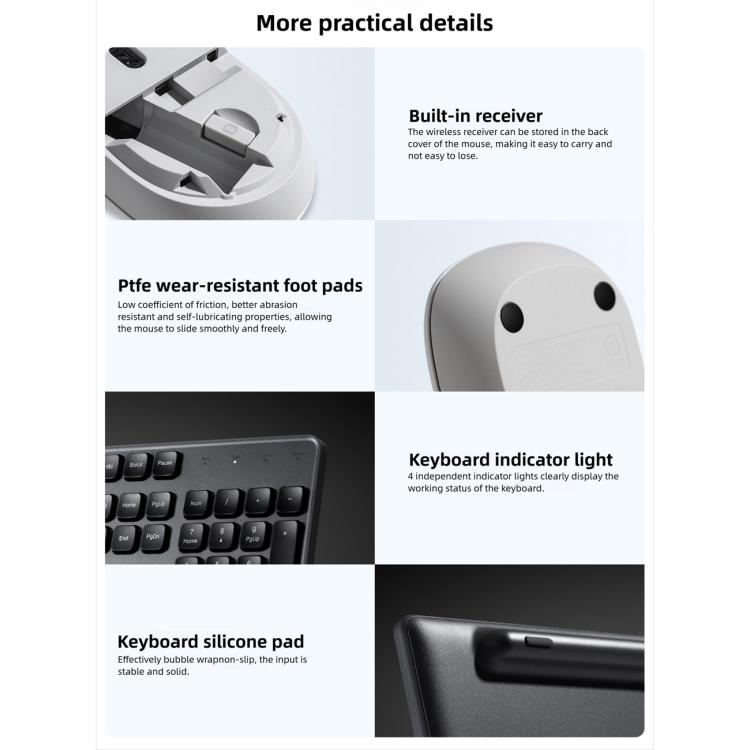 Original Xiaomi 2.4GHz Wireless Keyboard & Mouse Set 3(Grey) - Wireless Keyboard by Xiaomi | Online Shopping UK | buy2fix