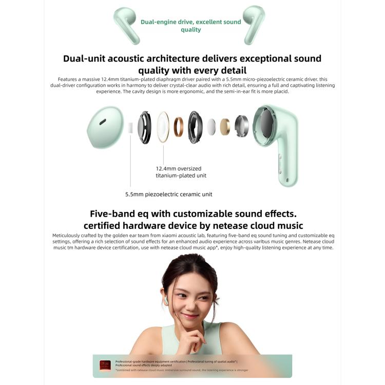 Original Xiaomi REDMI Buds 7S Semi-in-Ear Active Noise Cancelling Bluetooth Earphone(Cyan) - Bluetooth Earphone by Xiaomi | Online Shopping UK | buy2fix