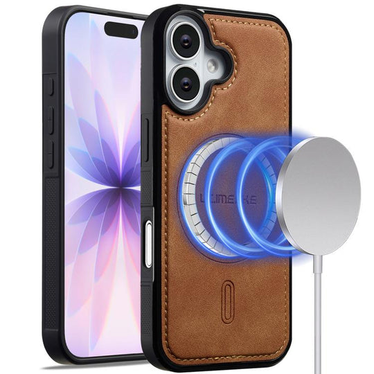 For iPhone 16 LC.IMEEKE L6 Series MagSafe Magnetic Phone Case(Brown)