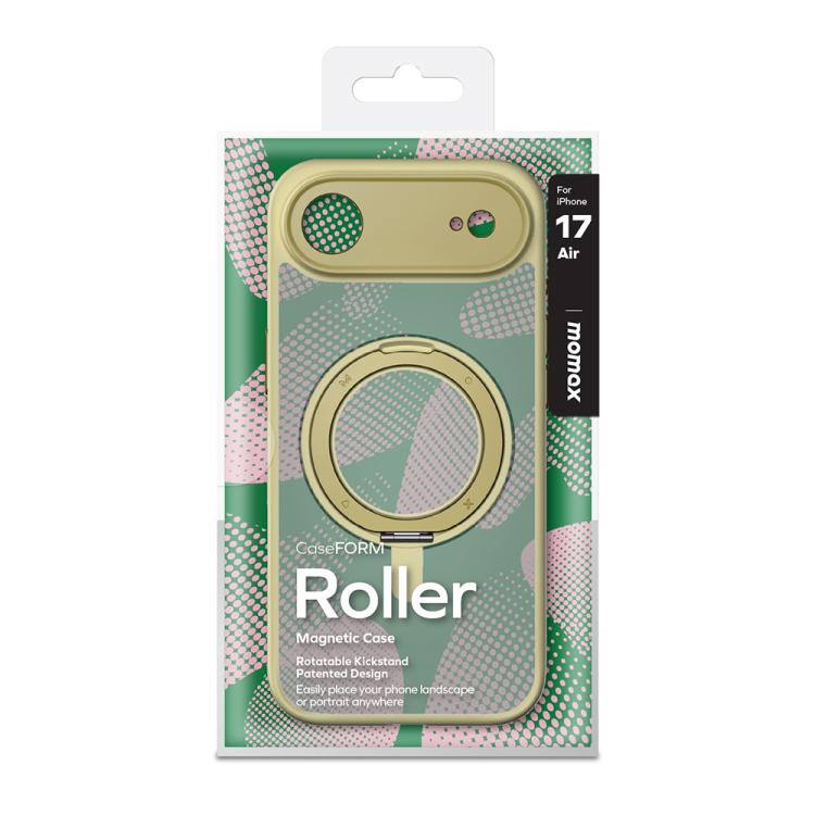 For iPhone Air MOMAX Magsafe Magnetic Metal Rotating Holder Phone Case(Yellow) - iPhone Air Cases by MOMAX | Online Shopping UK | buy2fix