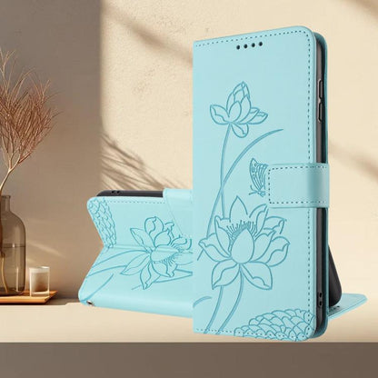 For iPhone  Air Lotus Embossed Leather Phone Case with Lanyard(Green) - iPhone Air Cases by buy2fix | Online Shopping UK | buy2fix