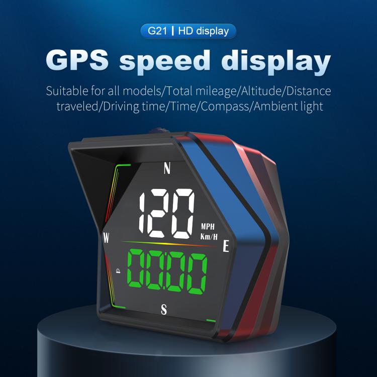 G21 Car HD Display GPS Speedometer Car OBD Meter Display Head-Up Display with Suction Cup Holder(Black) - Head Up Display System by buy2fix | Online Shopping UK | buy2fix
