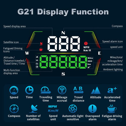G21 Car HD Display GPS Speedometer Car OBD Meter Display Head-Up Display with Suction Cup Holder(Black) - Head Up Display System by buy2fix | Online Shopping UK | buy2fix