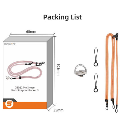 For DJI OSMO Pocket 3 Sunnylife Neck Crossbody Strap Hanging Sling Hands-free Anti-fall Rope 1/4 Screw Neck Lanyard Shoulder Strap(Dark Grey) - Other Accessories by Sunnylife | Online Shopping UK | buy2fix