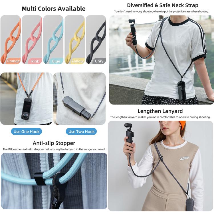 For DJI OSMO Pocket 3 Sunnylife Neck Crossbody Strap Hanging Sling Hands-free Anti-fall Rope 1/4 Screw Neck Lanyard Shoulder Strap(Dark Grey) - Other Accessories by Sunnylife | Online Shopping UK | buy2fix