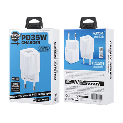 WK WP-U13 Cinsuy Speed PD35W Type-C Fast Charger, Plug:EU Plug(White) - USB Charger by WK | Online Shopping UK | buy2fix