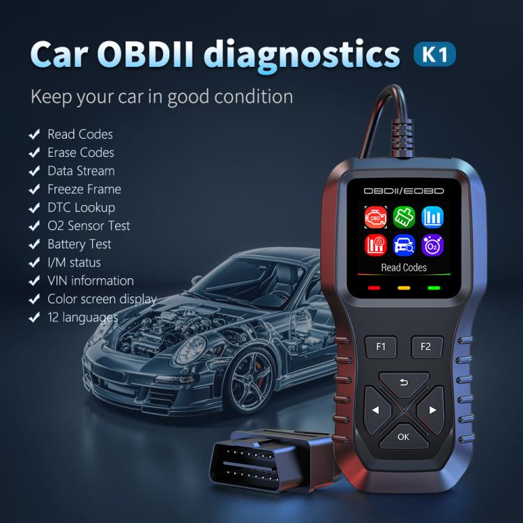 K1 Car OBDII Diagnostic Tool Smart Engine Fault Detector(Grey Black) - Code Readers & Scan Tools by buy2fix | Online Shopping UK | buy2fix