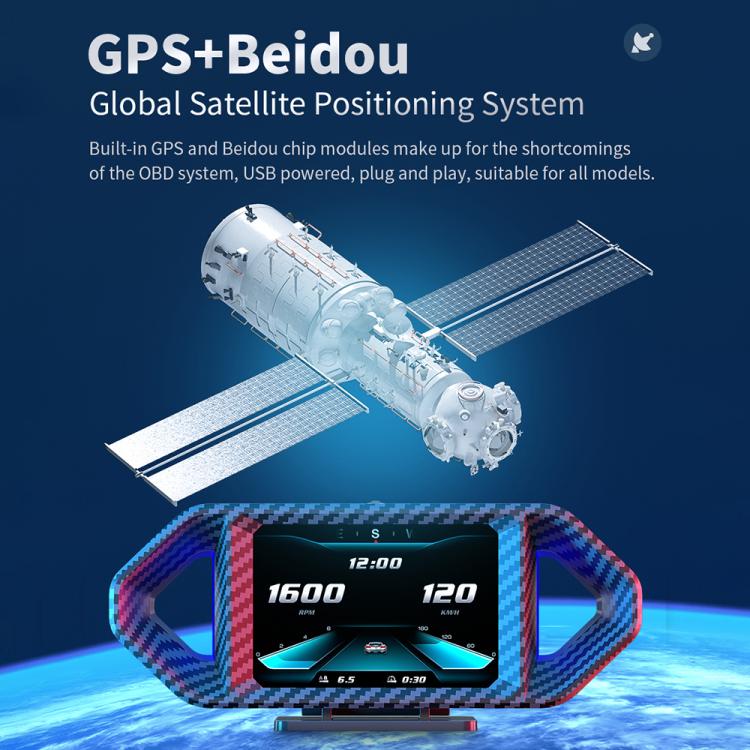 P26 Car HUD Head-Up Display Multi-function LCD OBD Smart Gauge Slope Meter Accelerometer(Carbon Fiber Texture) - Head Up Display System by buy2fix | Online Shopping UK | buy2fix