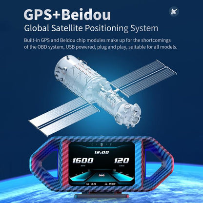 P26 Car HUD Head-Up Display Multi-function LCD OBD Smart Gauge Slope Meter Accelerometer(Carbon Fiber Texture) - Head Up Display System by buy2fix | Online Shopping UK | buy2fix