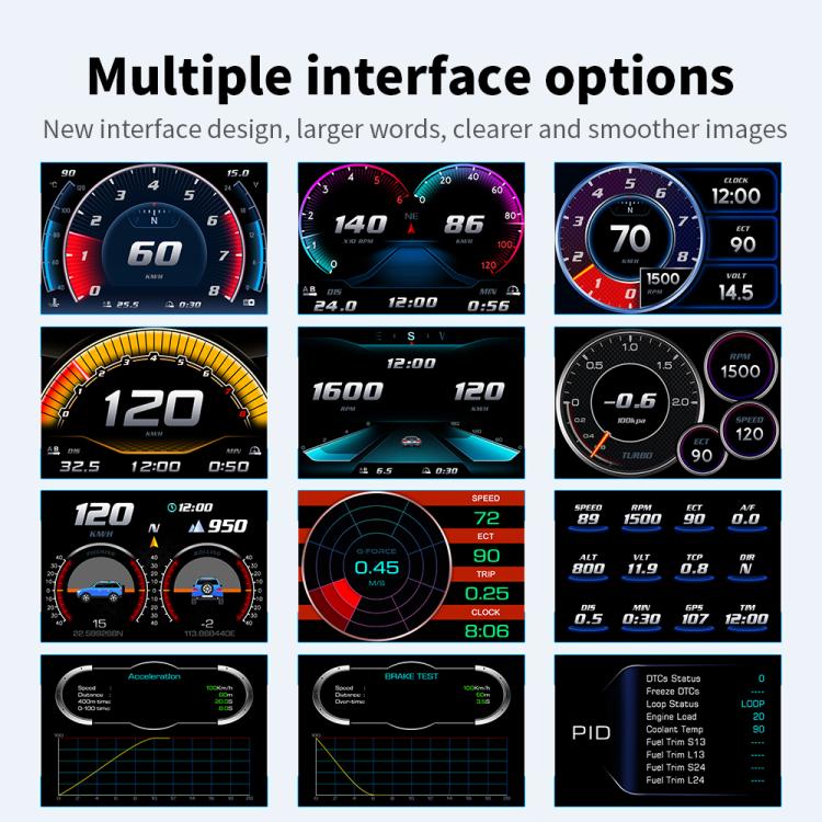 P26 Car HUD Head-Up Display Multi-function LCD OBD Smart Gauge Slope Meter Accelerometer(Carbon Fiber Texture) - Head Up Display System by buy2fix | Online Shopping UK | buy2fix