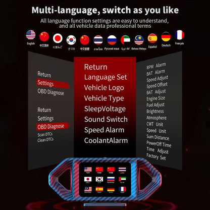 P26 Car HUD Head-Up Display Multi-function LCD OBD Smart Gauge Slope Meter Accelerometer(Carbon Fiber Texture) - Head Up Display System by buy2fix | Online Shopping UK | buy2fix