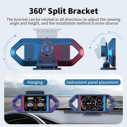 P26 Car HUD Head-Up Display Multi-function LCD OBD Smart Gauge Slope Meter Accelerometer(Carbon Fiber Texture) - Head Up Display System by buy2fix | Online Shopping UK | buy2fix