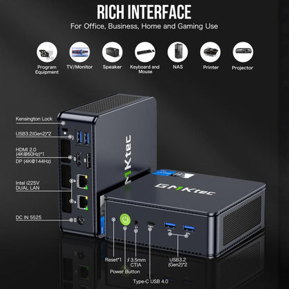 GMKtec NucBox K7 PLUS Mini PC, 32GB RAM + 1TB SSD, 13th Gen Intel Core i7 13620H, Windows 11 Pro, WiFi, BT, HDTV, DisplayPort(US Plug Black) - Barebone Mini PCs by GMKtec | Online Shopping UK | buy2fix