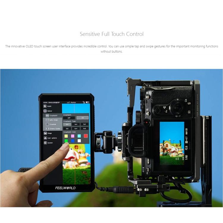 FEELWORLD PS6 5.5 inch OLED Vertical Horizontal Camera Field Video Monitor Touch Screen 4K HDMI-compatible, Plug:UK Plug(Black) - On-camera Monitors by FEELWORLD | Online Shopping UK | buy2fix