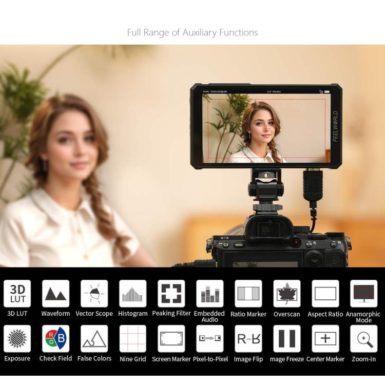 FEELWORLD PS6 5.5 inch OLED Vertical Horizontal Camera Field Video Monitor Touch Screen 4K HDMI-compatible, Plug:AU Plug(Black) - On-camera Monitors by FEELWORLD | Online Shopping UK | buy2fix