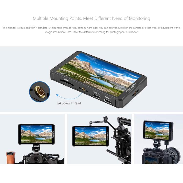 FEELWORLD PS6 5.5 inch OLED Vertical Horizontal Camera Field Video Monitor Touch Screen 4K HDMI-compatible, Plug:AU Plug(Black) - On-camera Monitors by FEELWORLD | Online Shopping UK | buy2fix