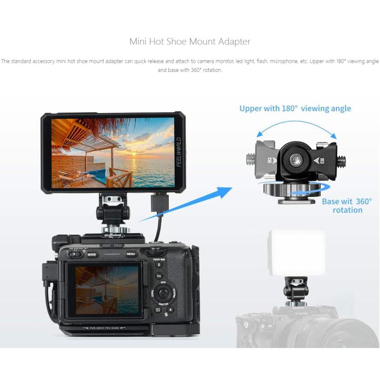 FEELWORLD PS6 5.5 inch OLED Vertical Horizontal Camera Field Video Monitor Touch Screen 4K HDMI-compatible, Plug:AU Plug(Black) - On-camera Monitors by FEELWORLD | Online Shopping UK | buy2fix