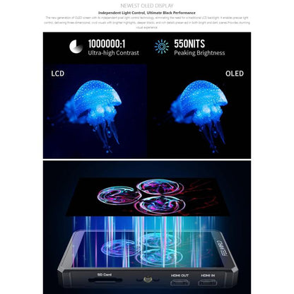 FEELWORLD PS6 5.5 inch OLED Vertical Horizontal Camera Field Video Monitor Touch Screen 4K HDMI-compatible, Plug:EU Plug(Black) - On-camera Monitors by FEELWORLD | Online Shopping UK | buy2fix