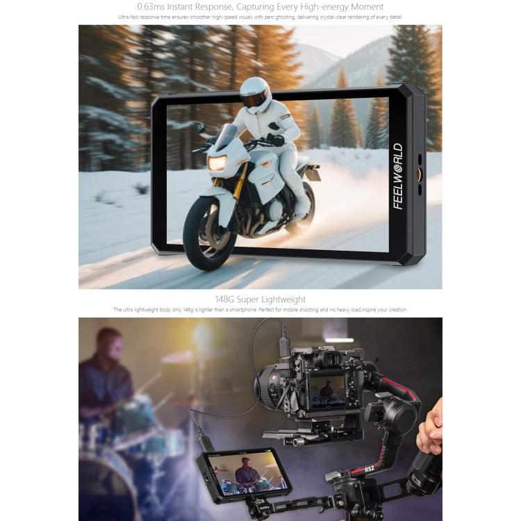 FEELWORLD PS6 5.5 inch OLED Vertical Horizontal Camera Field Video Monitor Touch Screen 4K HDMI-compatible, Plug:EU Plug(Black) - On-camera Monitors by FEELWORLD | Online Shopping UK | buy2fix