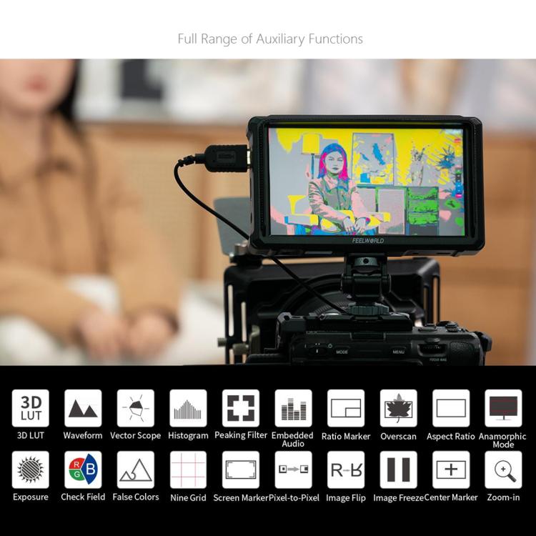 FEELWORLD FW568 Pro 6-inch 1200nit High Bright Camera DSLR Monitor 4K HDMI 60Hz IPS Screen(Black) - On-camera Monitors by FEELWORLD | Online Shopping UK | buy2fix