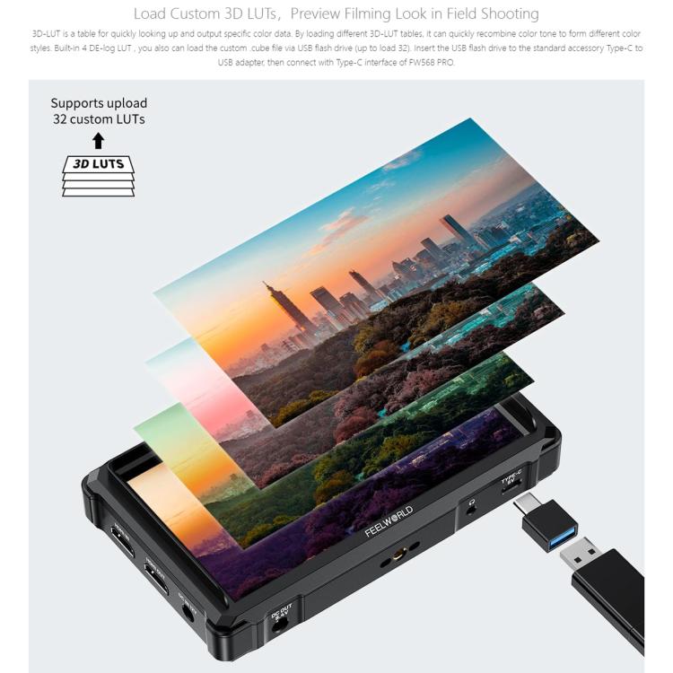 FEELWORLD FW568 Pro 6-inch 1200nit High Bright Camera DSLR Monitor 4K HDMI 60Hz IPS Screen(Black) - On-camera Monitors by FEELWORLD | Online Shopping UK | buy2fix