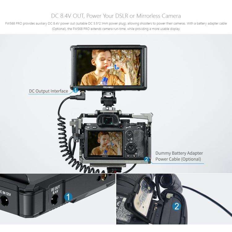 FEELWORLD FW568 Pro 6-inch 1200nit High Bright Camera DSLR Monitor 4K HDMI 60Hz IPS Screen(Black) - On-camera Monitors by FEELWORLD | Online Shopping UK | buy2fix