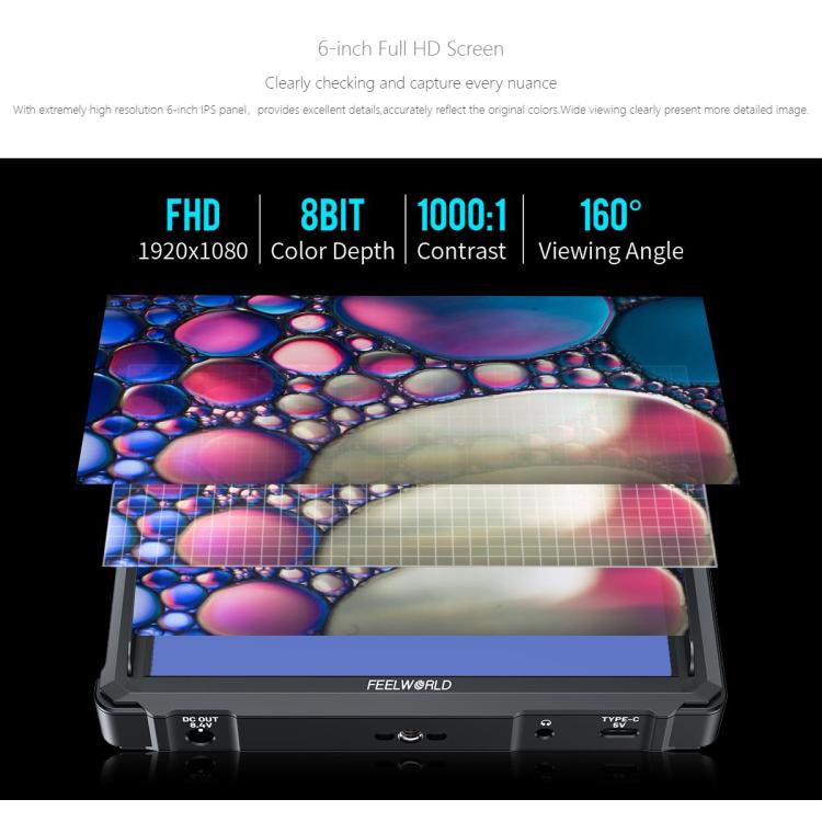 FEELWORLD FW568 Pro 6-inch 1200nit High Bright Camera DSLR Monitor 4K HDMI 60Hz IPS Screen(Black) - On-camera Monitors by FEELWORLD | Online Shopping UK | buy2fix