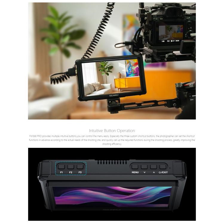 FEELWORLD FW568 Pro 6-inch 1200nit High Bright Camera DSLR Monitor 4K HDMI 60Hz IPS Screen(Black) - On-camera Monitors by FEELWORLD | Online Shopping UK | buy2fix
