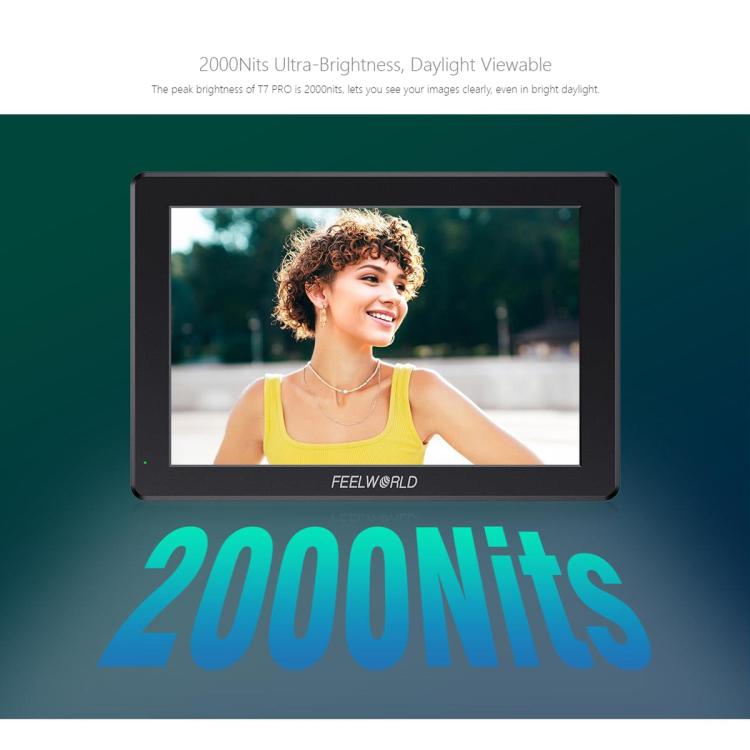 FEELWORLD T7 Pro 7-inch 2000nit Camera Field Video Monitor Aluminium Housing 4K 1920 x 1200 HDMI-compatible IPS Screen(Black) - On-camera Monitors by FEELWORLD | Online Shopping UK | buy2fix