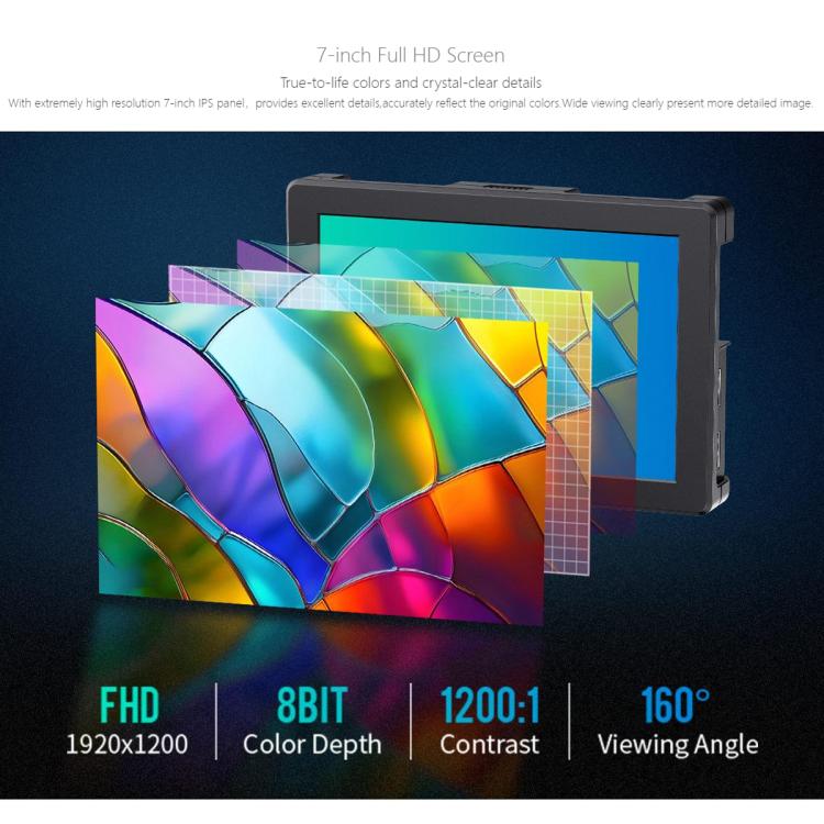 FEELWORLD T7 Pro 7-inch 2000nit Camera Field Video Monitor Aluminium Housing 4K 1920 x 1200 HDMI-compatible IPS Screen(Black) - On-camera Monitors by FEELWORLD | Online Shopping UK | buy2fix