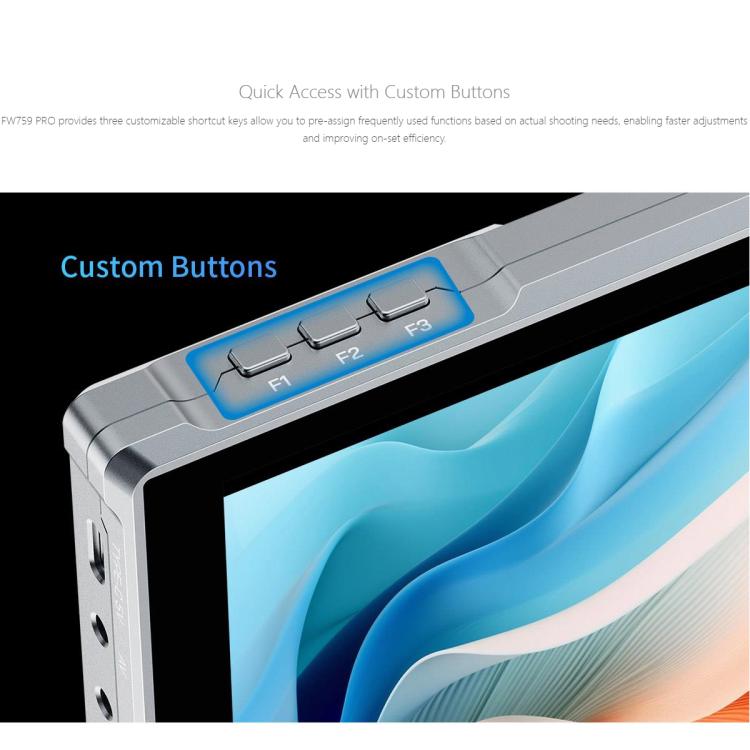 FEELWORLD FW759 Pro 7-inch Touch Screen Camera Field Video Monitor 4K HDMI-compatible 1280 x 800 IPS Screen(Black) - On-camera Monitors by FEELWORLD | Online Shopping UK | buy2fix