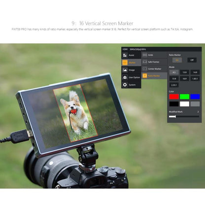 FEELWORLD FW759 Pro 7-inch Touch Screen Camera Field Video Monitor 4K HDMI-compatible 1280 x 800 IPS Screen(Black) - On-camera Monitors by FEELWORLD | Online Shopping UK | buy2fix