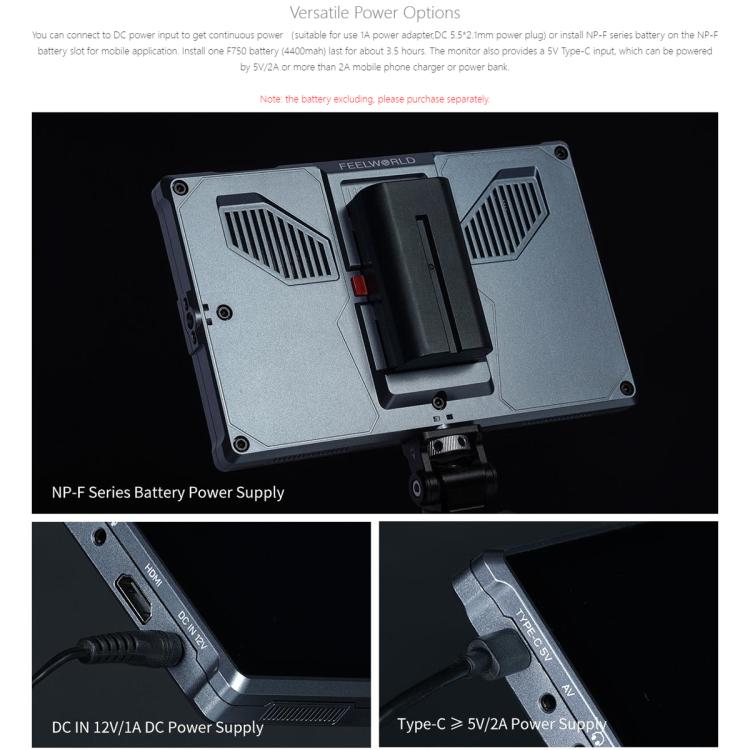 FEELWORLD FW759 Pro 7-inch Touch Screen Camera Field Video Monitor 4K HDMI-compatible 1280 x 800 IPS Screen(Black) - On-camera Monitors by FEELWORLD | Online Shopping UK | buy2fix