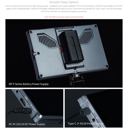 FEELWORLD FW759 Pro 7-inch Touch Screen Camera Field Video Monitor 4K HDMI-compatible 1280 x 800 IPS Screen(Black) - On-camera Monitors by FEELWORLD | Online Shopping UK | buy2fix