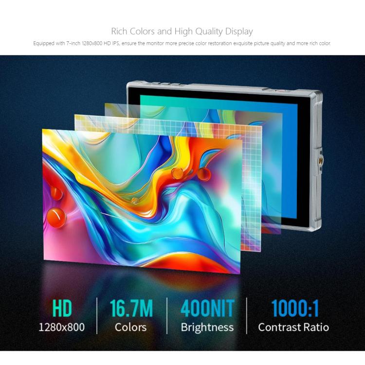 FEELWORLD FW759 Pro 7-inch Touch Screen Camera Field Video Monitor 4K HDMI-compatible 1280 x 800 IPS Screen(Black) - On-camera Monitors by FEELWORLD | Online Shopping UK | buy2fix