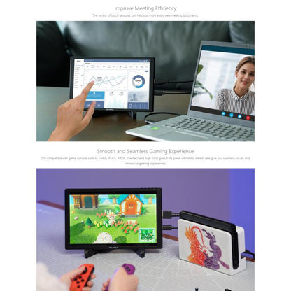 FEELWORLD D10 10.1 inch Portable External Monitor Touch FHD 1920 x 1200 USB-C HDMI-compatible Screen(Black) - On-camera Monitors by FEELWORLD | Online Shopping UK | buy2fix