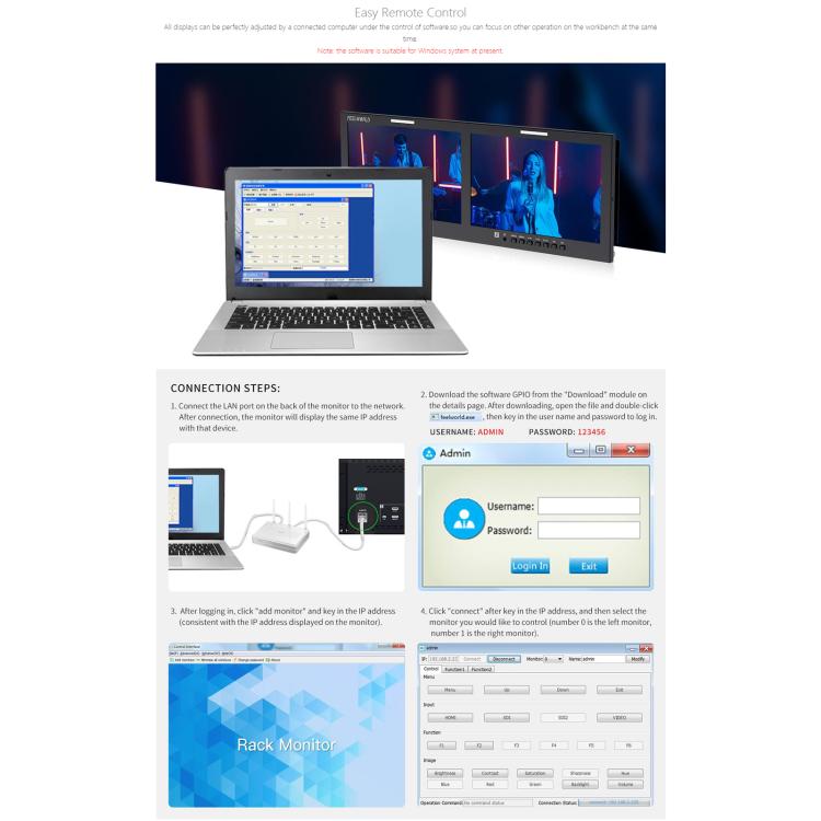 FEELWORLD D101 PLUS-H Dual 10.1 inch 4RU Rackmount Monitor 4K HDMI-compatible CVBS 1920x1200 IPS Screen, Plug:UK Plug(Black) - On-camera Monitors by FEELWORLD | Online Shopping UK | buy2fix
