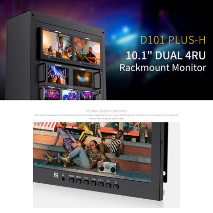 FEELWORLD D101 PLUS-H Dual 10.1 inch 4RU Rackmount Monitor 4K HDMI-compatible CVBS 1920x1200 IPS Screen, Plug:AU Plug(Black) - On-camera Monitors by FEELWORLD | Online Shopping UK | buy2fix