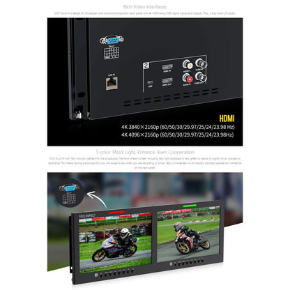 FEELWORLD D101 PLUS-H Dual 10.1 inch 4RU Rackmount Monitor 4K HDMI-compatible CVBS 1920x1200 IPS Screen, Plug:AU Plug(Black) - On-camera Monitors by FEELWORLD | Online Shopping UK | buy2fix