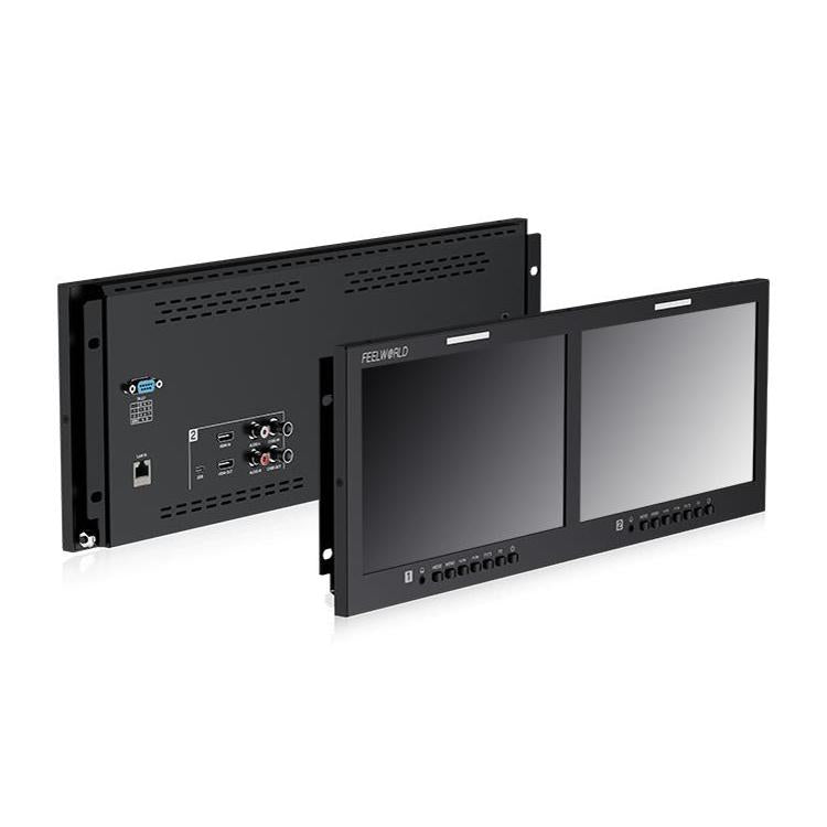 FEELWORLD D101 PLUS-H Dual 10.1 inch 4RU Rackmount Monitor 4K HDMI-compatible CVBS 1920x1200 IPS Screen, Plug:US Plug(Black) - On-camera Monitors by FEELWORLD | Online Shopping UK | buy2fix