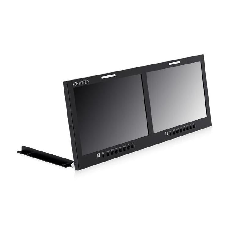 FEELWORLD D101 PLUS-H Dual 10.1 inch 4RU Rackmount Monitor 4K HDMI-compatible CVBS 1920x1200 IPS Screen, Plug:EU Plug(Black) - On-camera Monitors by FEELWORLD | Online Shopping UK | buy2fix